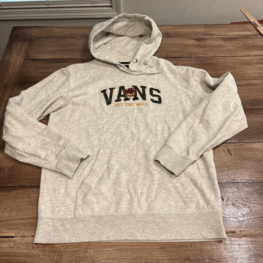 Vans Skateboards Hoodie Sweatshirt Off The Wall Gray Flower Logo MEDIUM